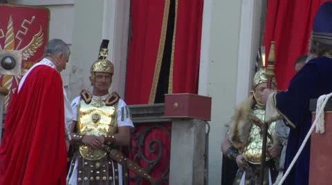 Pilate tribunal barabbas caiaphas Stock Footage