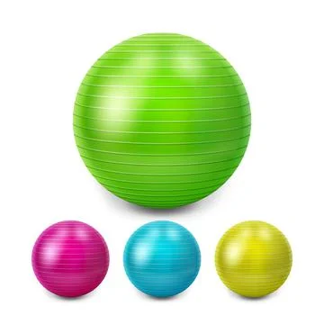 Pilates Ball For Training Fit Exercise Set Vector Illustrazione stock