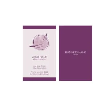 Pilates business card vector template Stock Illustration