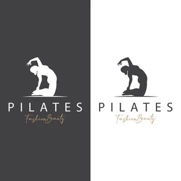 Pilates Pose Logo, Yoga Logo Design Vector Template Illustration Stock Illustration