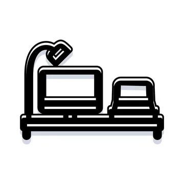 Pilates reformer machine exercise equipment concept line art Stock Illustration