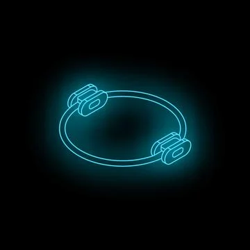 Pilates ring glowing with neon light on black background Stock Illustration