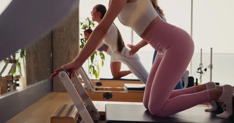 Pilates Training in a Modern Studio Stock Footage 323931644