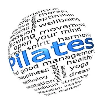 Pilates Wordcloud - 3D illustration Stock Illustration