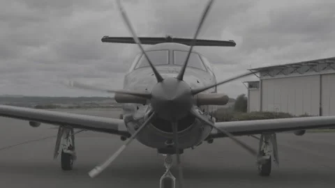 Pilatus PC-12 Engine Startup / Spinning Prop Video stock 321018663