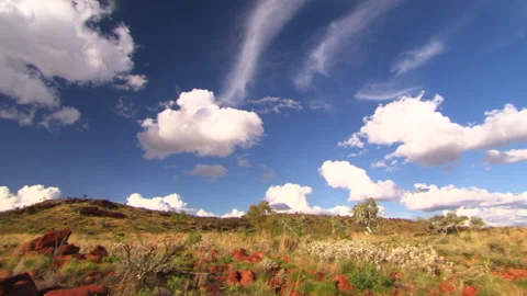 Pilbara clouds and blue sky panning shot HD Video stock 197601548