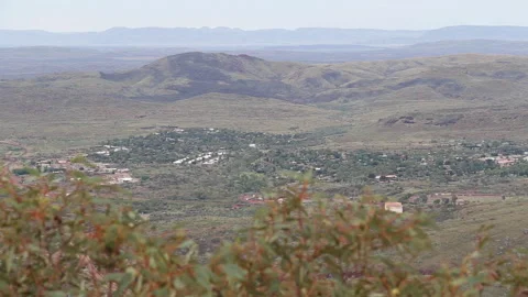 Pilbara high view of mining town HD Stock Footage 177361394