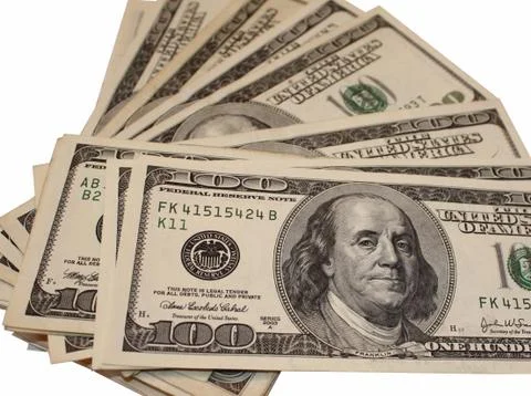 Pile of 100 dollar notes Stock Photos