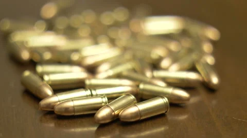 Pile of 9mm Pistol Ammunition Video stock 171052653