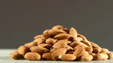 Pile of almonds rotating Video stock 72843394