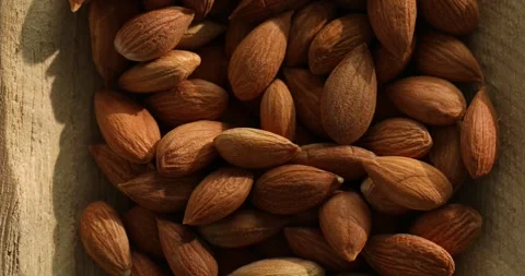 Pile of Almonds in Warm Natural Light Stock Footage 295142353