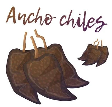 Pile of anchos chiles vector icon, dried polano peppers cartoon illustration Stock Illustration
