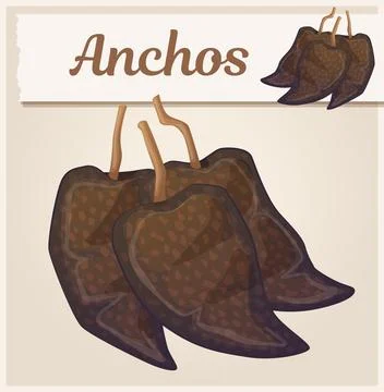 Pile of anchos chiles vector icon, dried poblano peppers cartoon illustration Ilustración de archivo