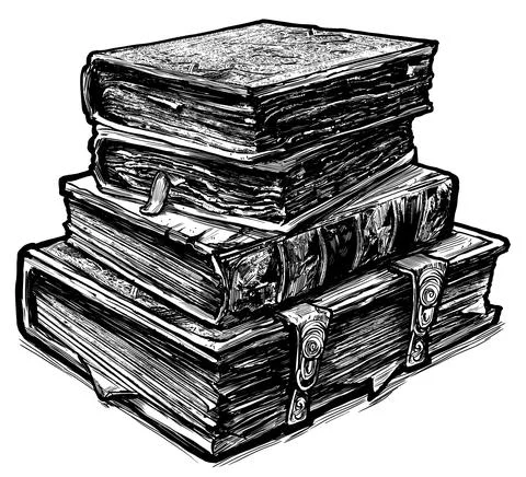A pile of Ancient books, with a beautiful pattern on the cover, with old page Stock-Illustration