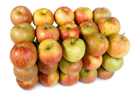 Pile of apples aligned in rows Stock-Fotos