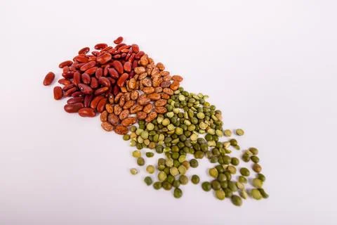 Pile of assorted beans on white background Stock Photos
