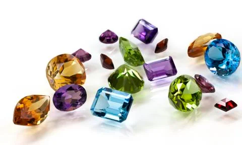 Pile of Assorted Gemstones Stock Photos