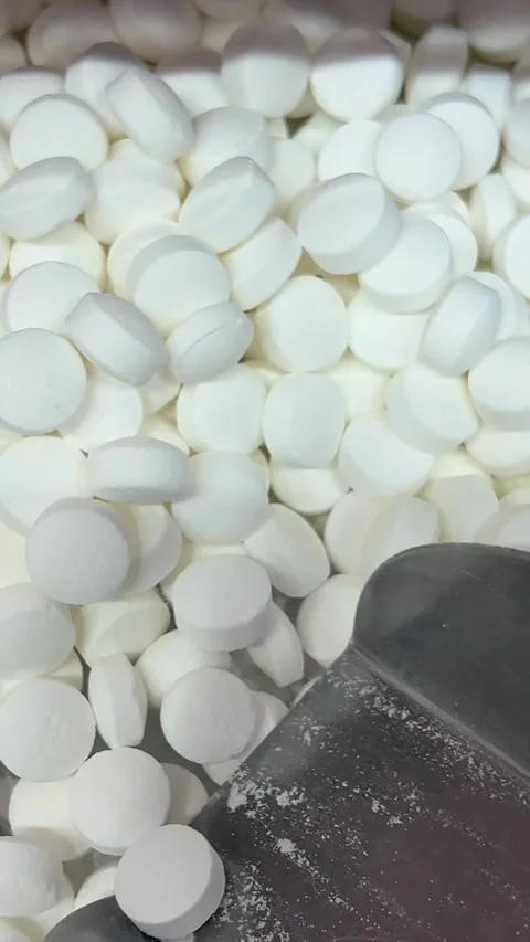 Pile of assorted white round tablets, elongated capsules, and translucent Stock Footage 316069100