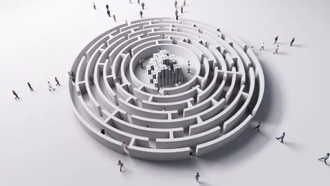 Pile of banknotes in the center or labyrinth and people entering to it. 動画素材 290318387