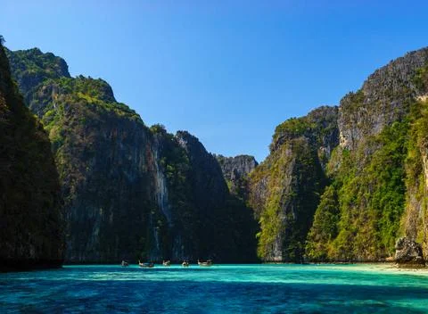 Pile bay on Koh Phi Phi Leh Island, Krabi, Thailand Stock Photos
