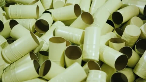 Pile of beige wine capsules in motion, close up shot, background for packag.. 스톡 동영상 334658228