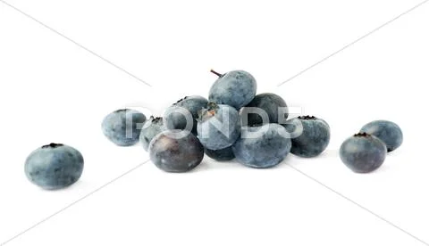 Pile of Bilberry or blueberry over isolated white background Stock Photos