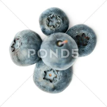 Pile of Bilberry or blueberry over isolated white background Stock Photos