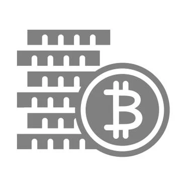 Pile of bitcoin coins solid icon. Cryptocurrency stack vector illustration Stock Illustration