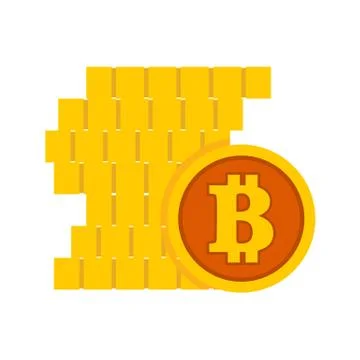 Pile of Bitcoin Stacks Vector Illustration Graphic Stock Illustration