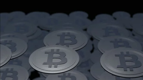 Pile of bitcoins on the black background. Stock Footage 131115963