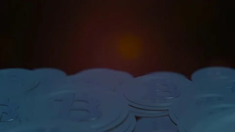 Pile of bitcoins on the black background. Stock Footage 131116230