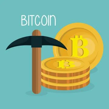 Pile bitcoins with pick イラスト素材