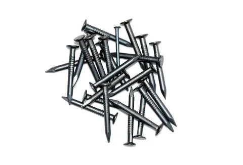 Pile of black nails Stock Photos