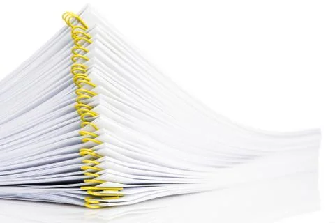 Pile of blank document with paper clip on white Stock Photos