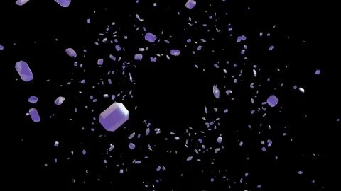 Pile of blue Emerald Cut Gemstone diamonds fall from above, 3D illustration Ilustração Stock