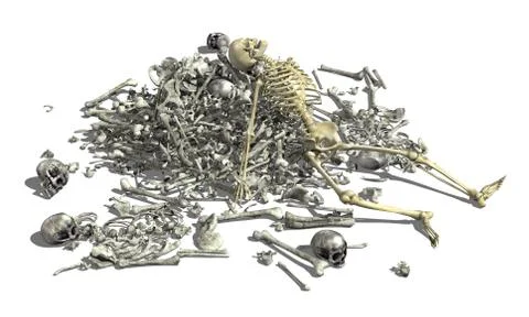 Pile of Bones with Skeleton 2 Stock Illustration