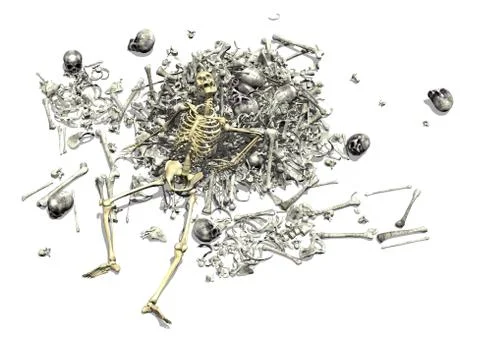 Pile of Bones with Skeleton Stock Illustration