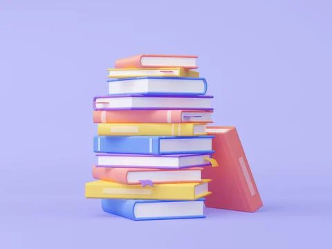 Pile of books 3D render isolated on background Stock Illustration