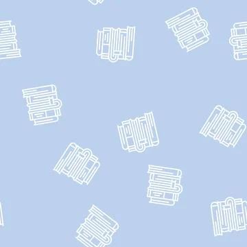 Pile books line seamless pattern Stock Illustration