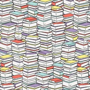 Pile books pattern for textile, fabric, wrapping paper. Stock Illustration