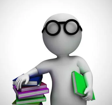 Pile of books for reading to gain knowledge and literacy - 3d illustration Stock Illustration