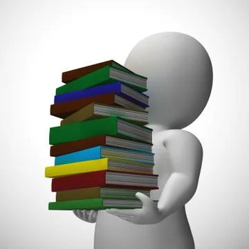 Pile of books for reading to gain knowledge and literacy - 3d il Stock Illustration