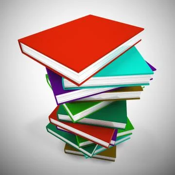 Pile of books for reading to gain knowledge and literacy - 3d il Stock Illustration
