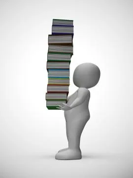 Pile of books for reading to gain knowledge and literacy - 3d il Stock Illustration
