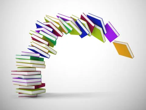 Pile of books for reading to gain knowledge and literacy - 3d il Stock Illustration