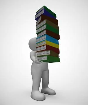 Pile of books for reading to gain knowledge and literacy - 3d il Stock Illustration
