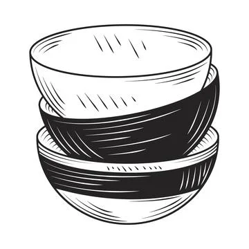 Pile of bowls Illustrazione stock
