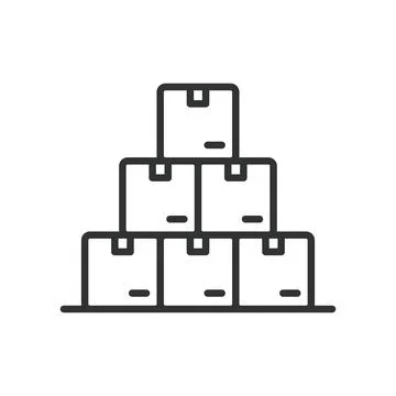 Pile of boxes, icon in line design. Pile of boxes, stacked boxes, cardboard Illustrazione stock