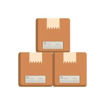 Pile of boxes packing postal service Stock Illustration