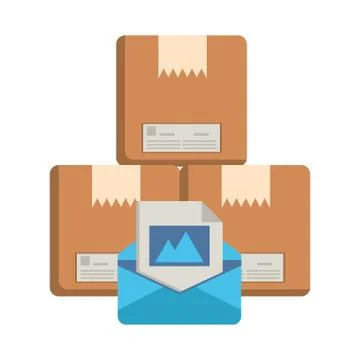 Pile of boxes packing postal service Illustrazione stock